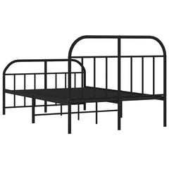 Metal Bed Frame without Mattress with Footboard with Headboard & Footboard Black 120 cm 190 cm