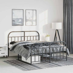 Metal Bed Frame without Mattress Footboard Headboard Black