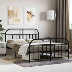 Metal Bed Frame without Mattress with Footboard with Headboard & Footboard Black 140 cm 200 cm