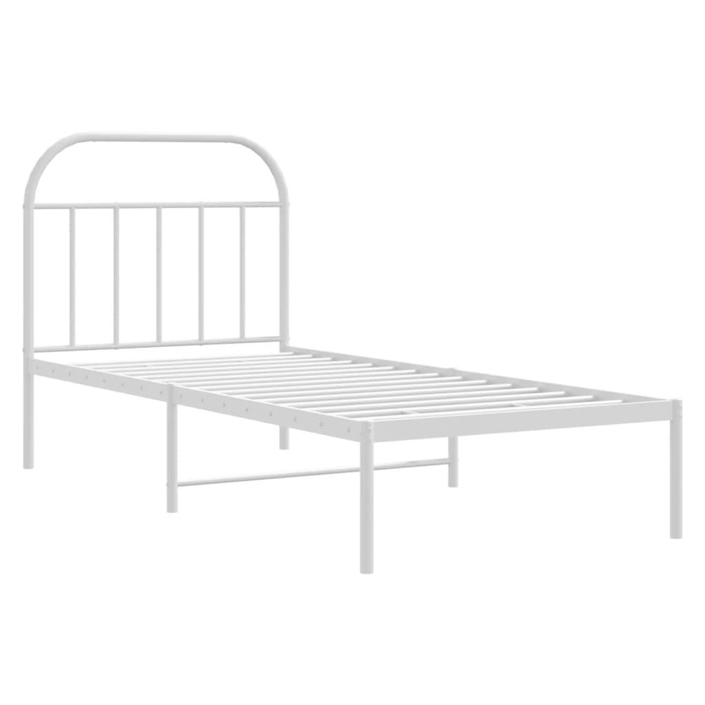 vidaXL Metal Bed Frame without Mattress with Headboard White 90x190cm 3