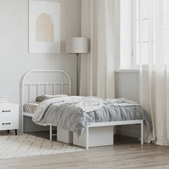 vidaXL Metal Bed Frame without Mattress with Headboard White 90x190cm 4