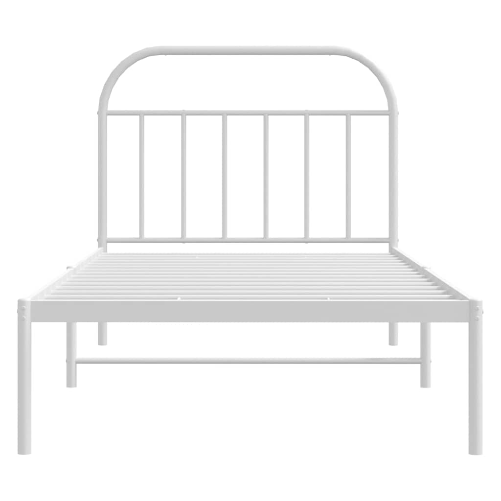 vidaXL Metal Bed Frame without Mattress with Headboard White 100x190cm 6