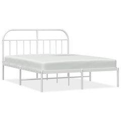 vidaXL Metal Bed Frame without Mattress with Headboard White 140x190cm 2