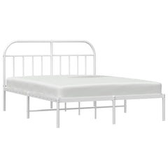 vidaXL Metal Bed Frame without Mattress with Headboard White 140x190cm 5