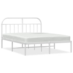 vidaXL Metal Bed Frame without Mattress with Headboard White 183x213cm 2