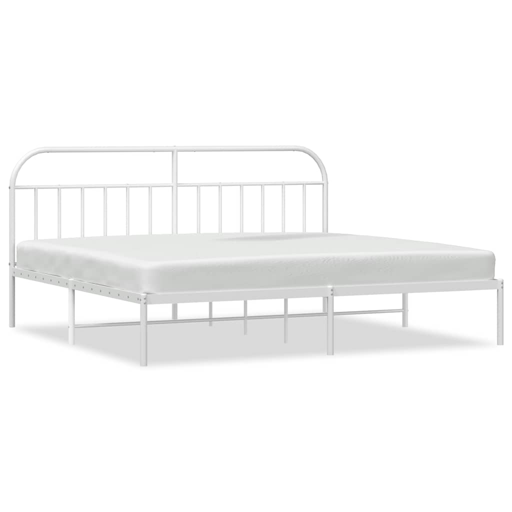 vidaXL Metal Bed Frame without Mattress with Headboard White 193x203cm 2