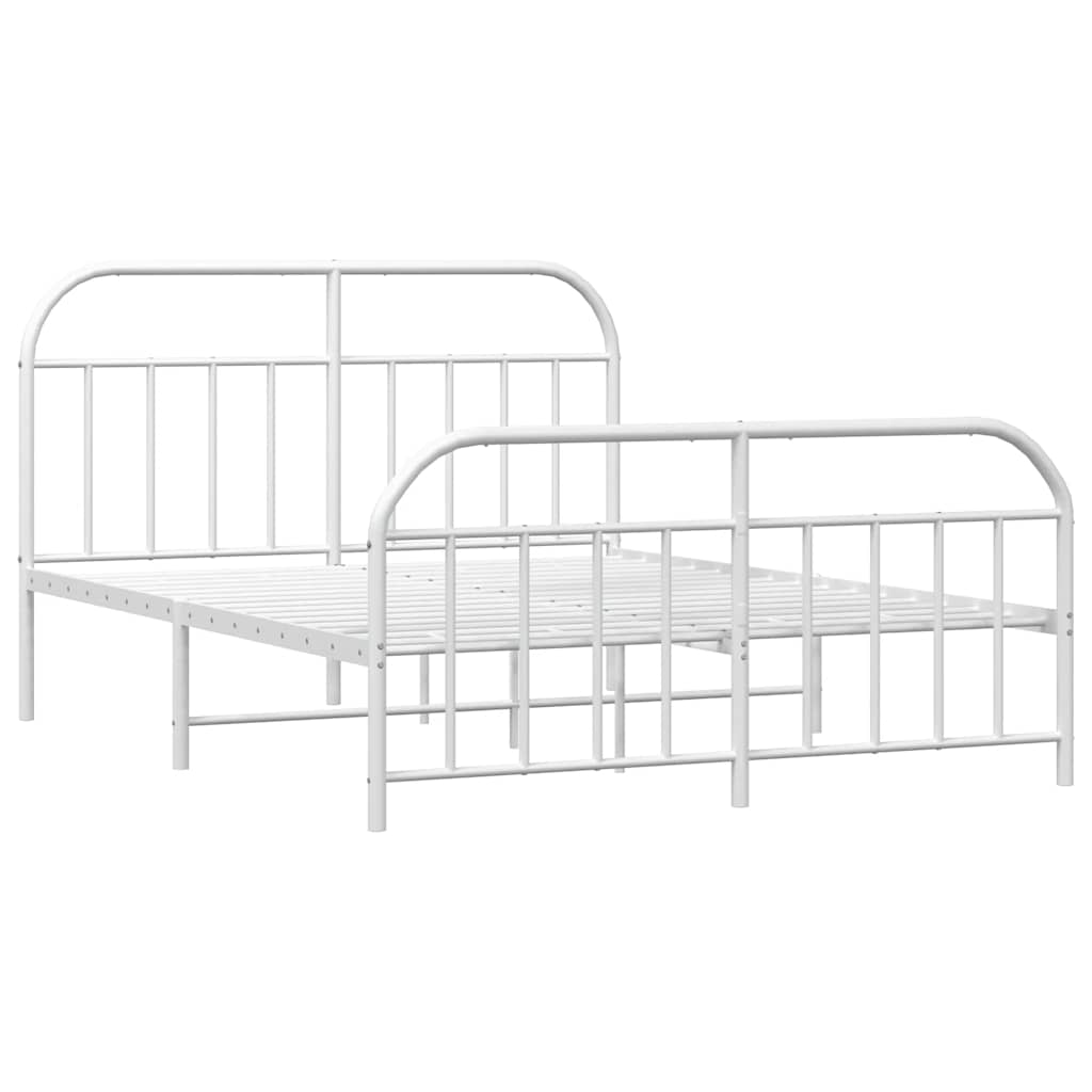 vidaXL Metal Bed Frame without Mattress with Footboard White 140x200cm 3