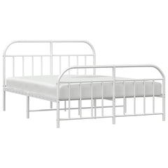 vidaXL Metal Bed Frame without Mattress with Footboard White 140x200cm 5