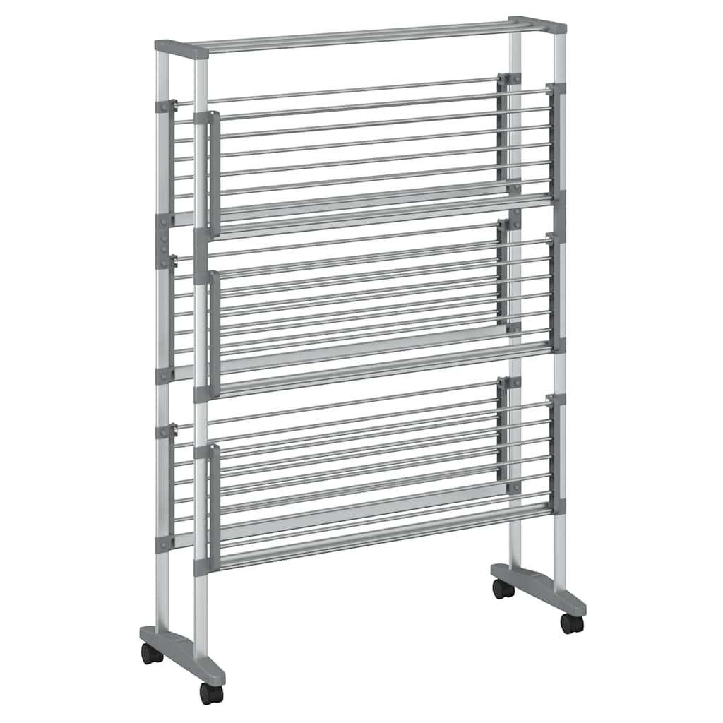 vidaXL Laundry Drying Rack with Wheels 89x64x129 cm Aluminium 3