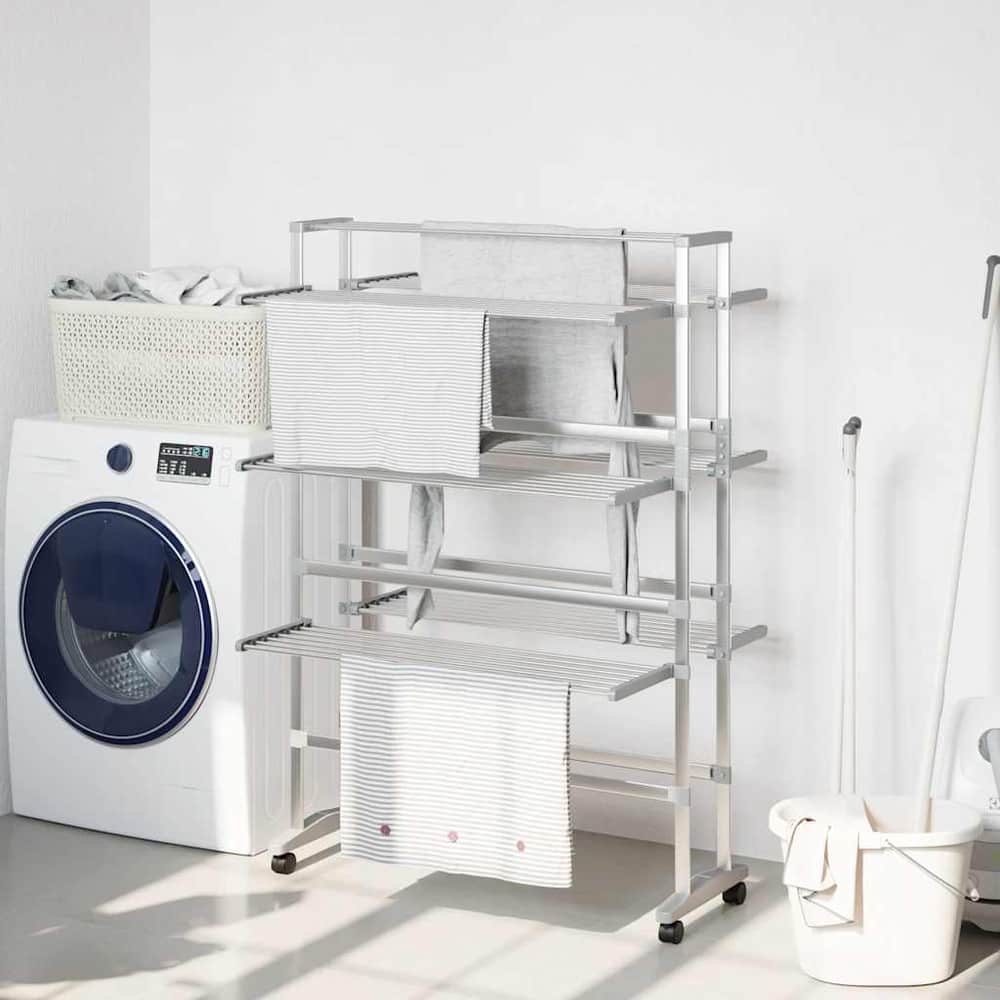 vidaXL Laundry Drying Rack with Wheels 89x64x129 cm Aluminium 1