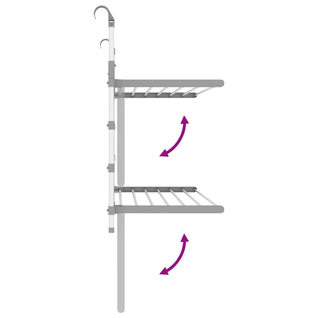 vidaXL Drying Rack for Balcony 89x25x(60-95) cm Aluminium 5