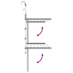 vidaXL Drying Rack for Balcony 89x25x(60-95) cm Aluminium 5