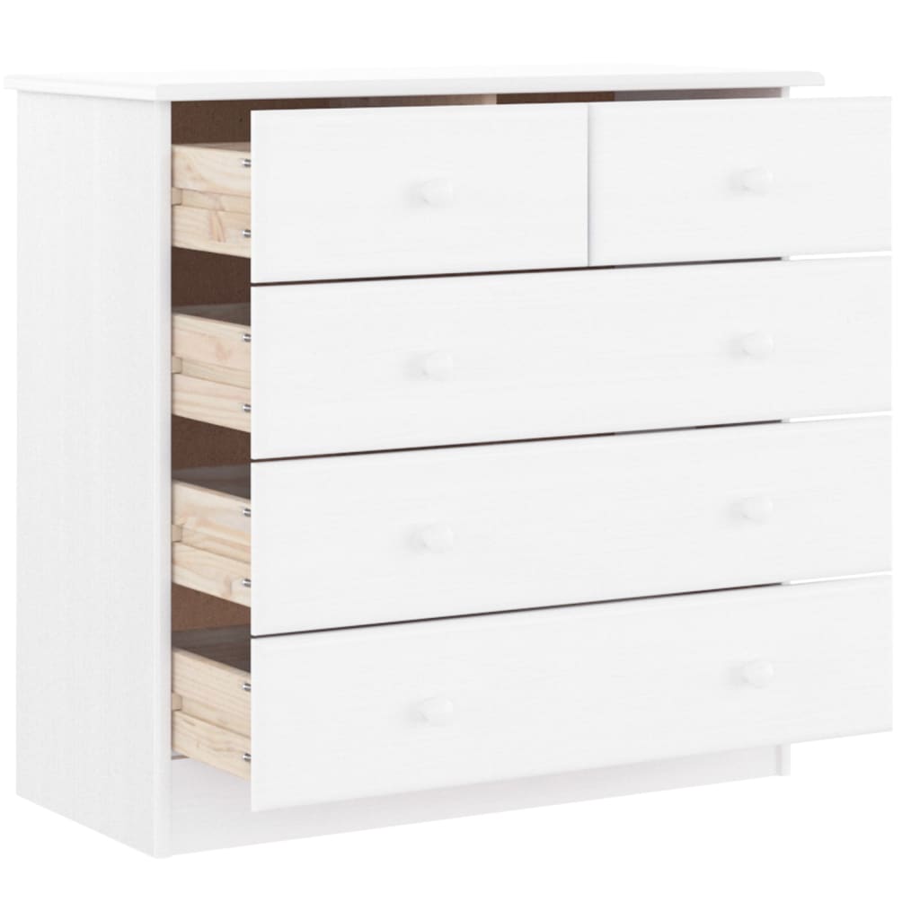 Chest of Drawers "ALTA" 77x35x73 cm Solid Wood Pine White