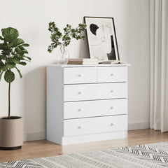 Chest of Drawers "ALTA" 77x35x73 cm Solid Wood Pine White