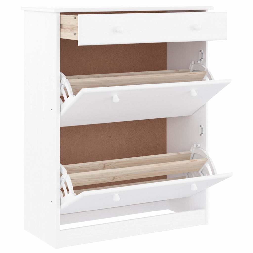 vidaXL Shoe Cabinet ALTA White 77x35x96 cm Solid Wood Pine 3