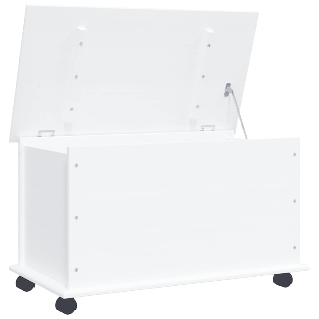 vidaXL Storage Chest with Wheels ALTA White 73x39.5x43 cm Solid Wood Pine 2