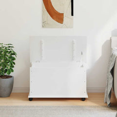 vidaXL Storage Chest with Wheels ALTA White 73x39.5x43 cm Solid Wood Pine 3