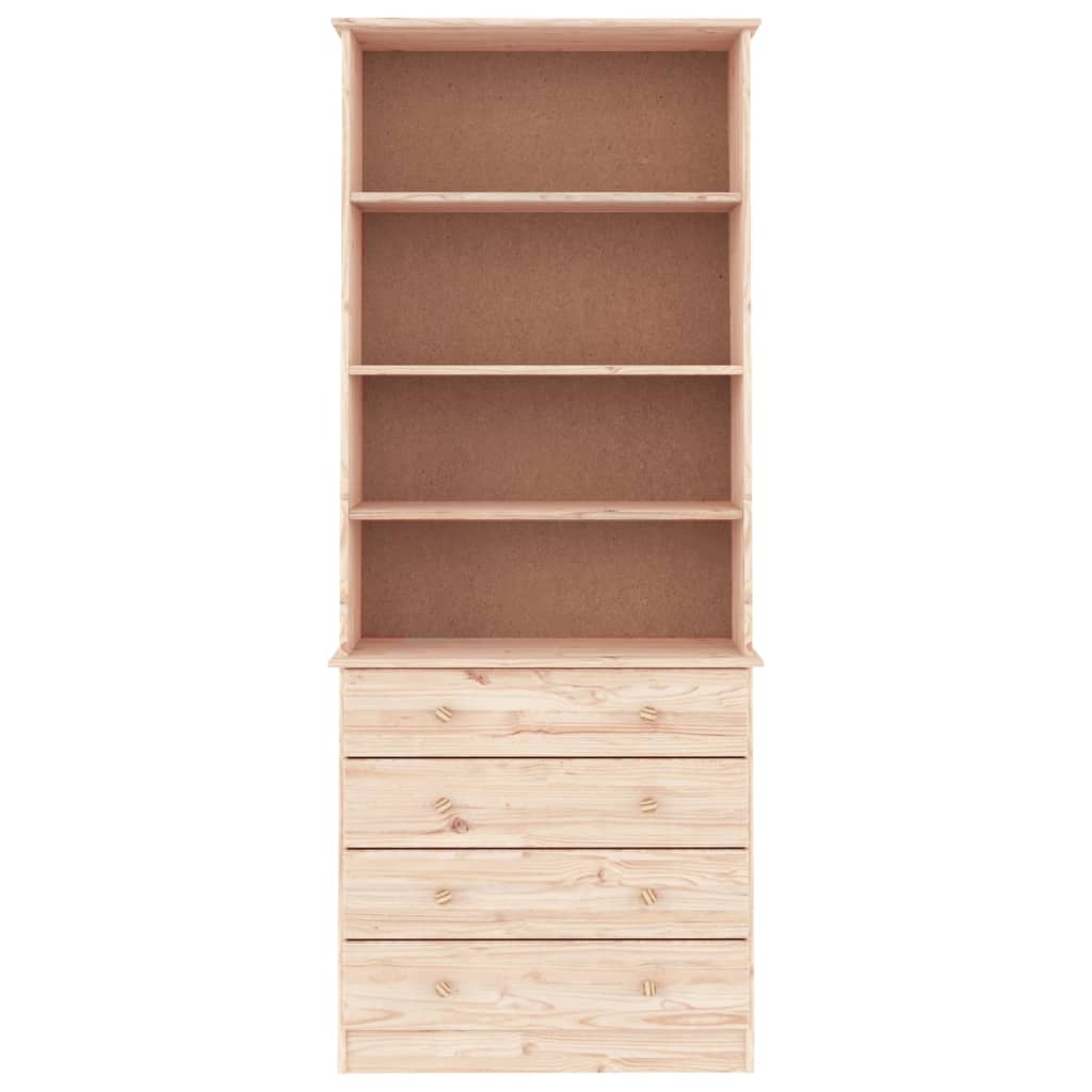 Bookcase with Drawers "ALTA" 77x35x186,5 cm Solid Wood Pine Natural
