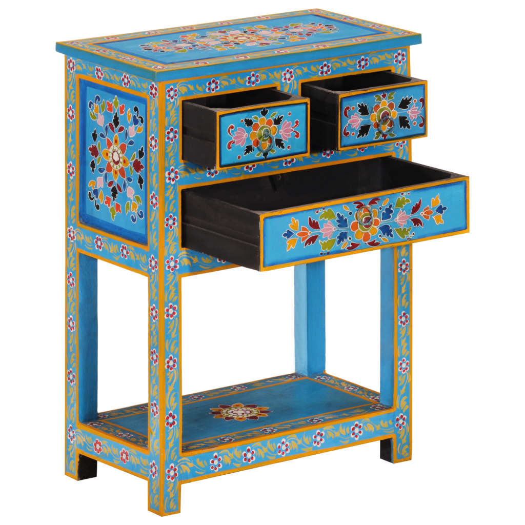 vidaXL Sideboard Turquoise 55x30x76 cm Solid Wood Mango 2