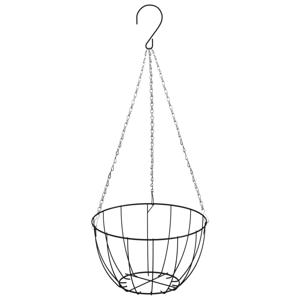 vidaXL Hanging Basket Brackets with Planters 4 pcs Black Steel 5