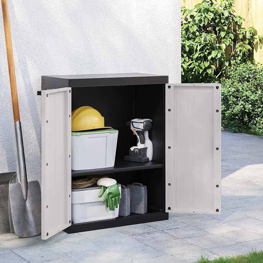 vidaXL Outdoor Storage Cabinet Grey and Black 65x37x85 cm PP 1