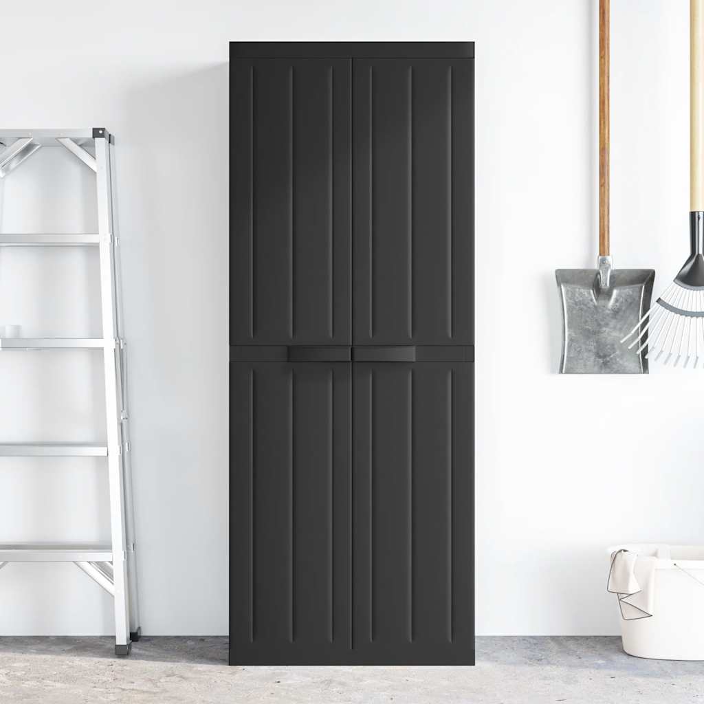 vidaXL Outdoor Storage Cabinet Black 65x37x165 cm PP 3