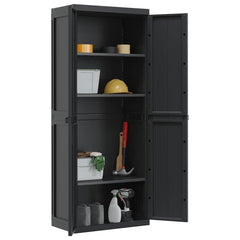 vidaXL Outdoor Storage Cabinet Black 65x37x165 cm PP 4