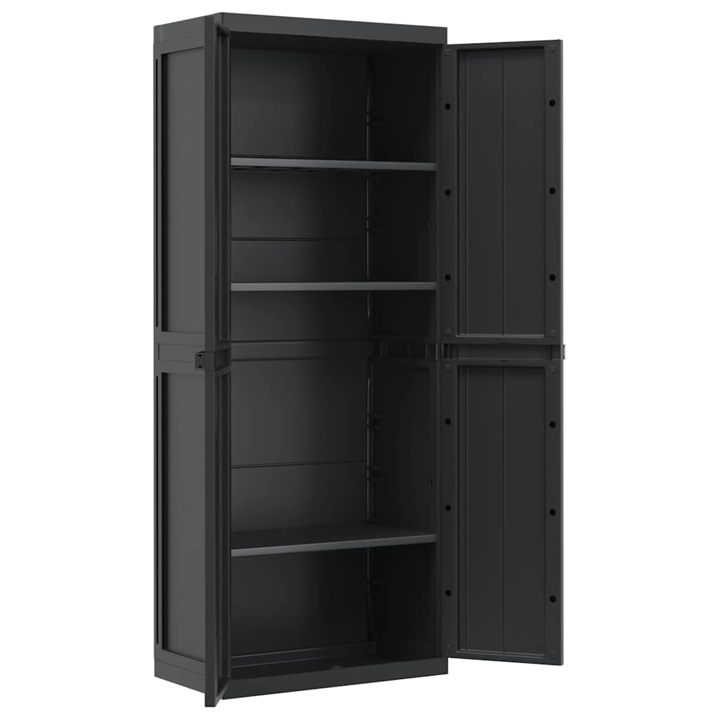 vidaXL Outdoor Storage Cabinet Black 65x37x165 cm PP 6