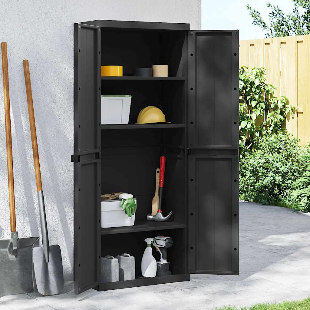 vidaXL Outdoor Storage Cabinet Black 65x37x165 cm PP 1