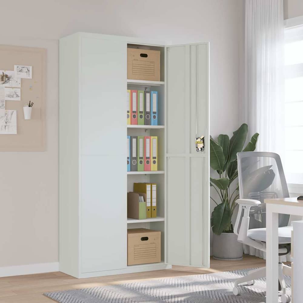 File Cabinet Steel Light Grey 90 x 40 x 200 cm