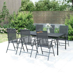 5 Piece Garden Dining Set Anthracite Steel 200 cm table length 6