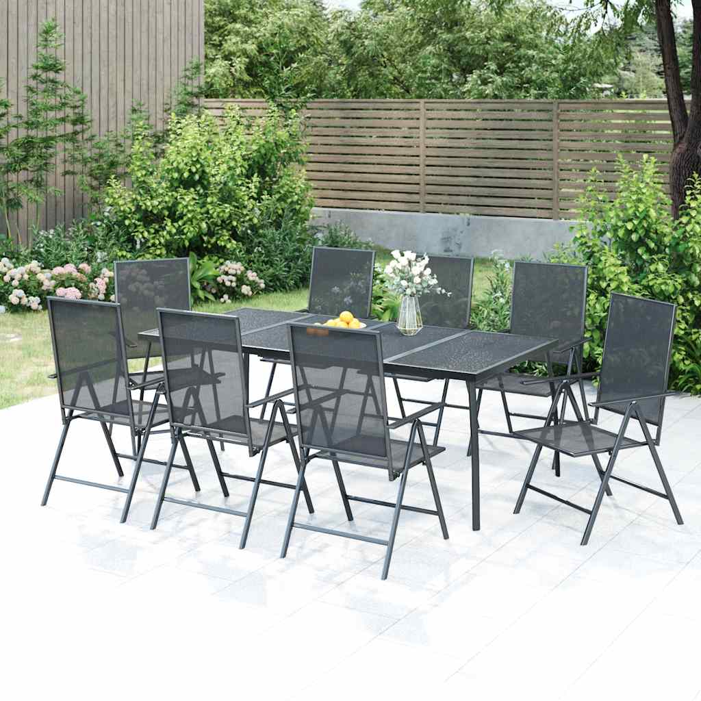 5 Piece Garden Dining Set Anthracite Steel 200 cm table length 8