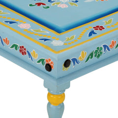 Coffee Table Hand Painted Solid Wood Mango Turquoise