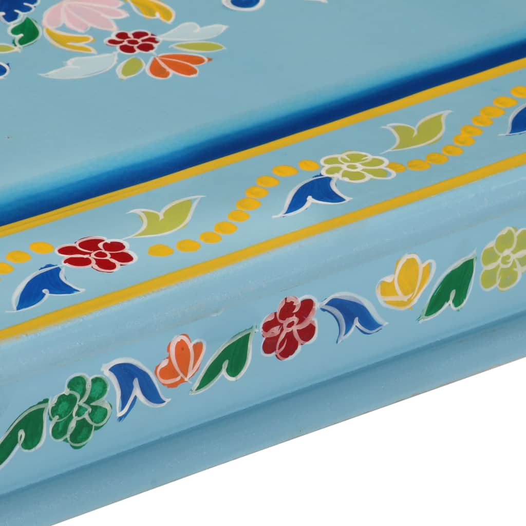 Coffee Table Hand Painted Solid Wood Mango Turquoise