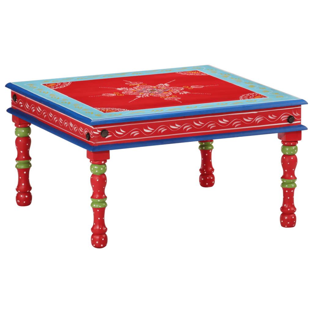 Coffee Table Hand Painted Solid Wood Mango Red