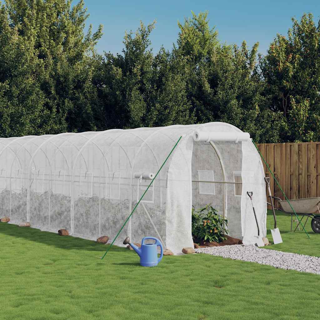 Greenhouse with Steel Frame 8 m² White 16 x 2 x 2 m