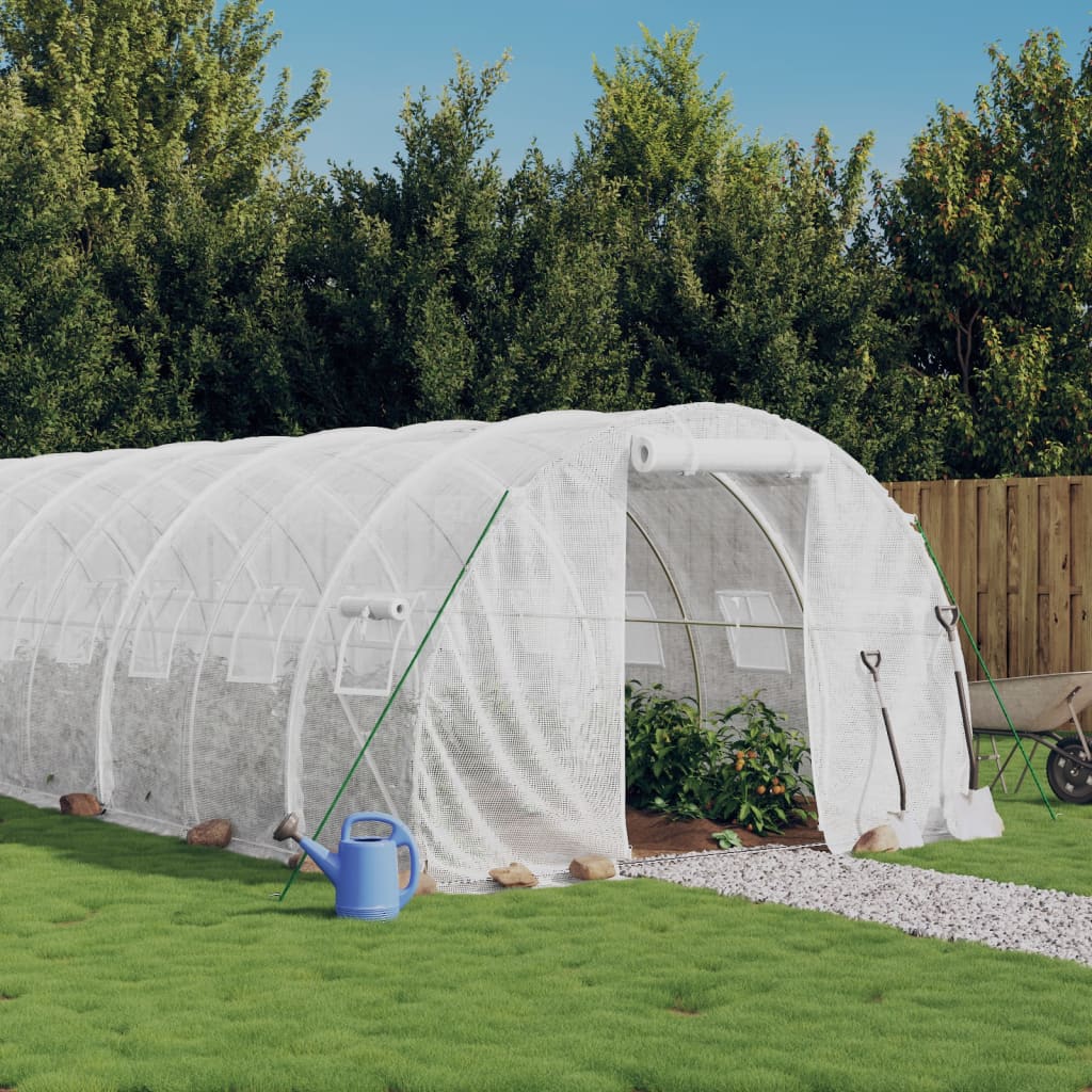 Greenhouse with Steel Frame 6 m² White 18 m 3 m