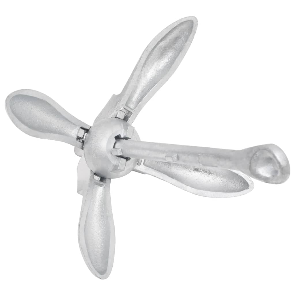 vidaXL Folding Anchor Silver 4 kg Hot Dip Galvanized Cast Iron 4