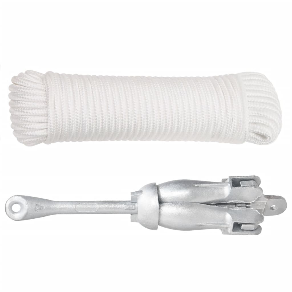 vidaXL Folding Anchor with Rope Silver 4 kg Hot Dip Galvanized Cast Iron 2