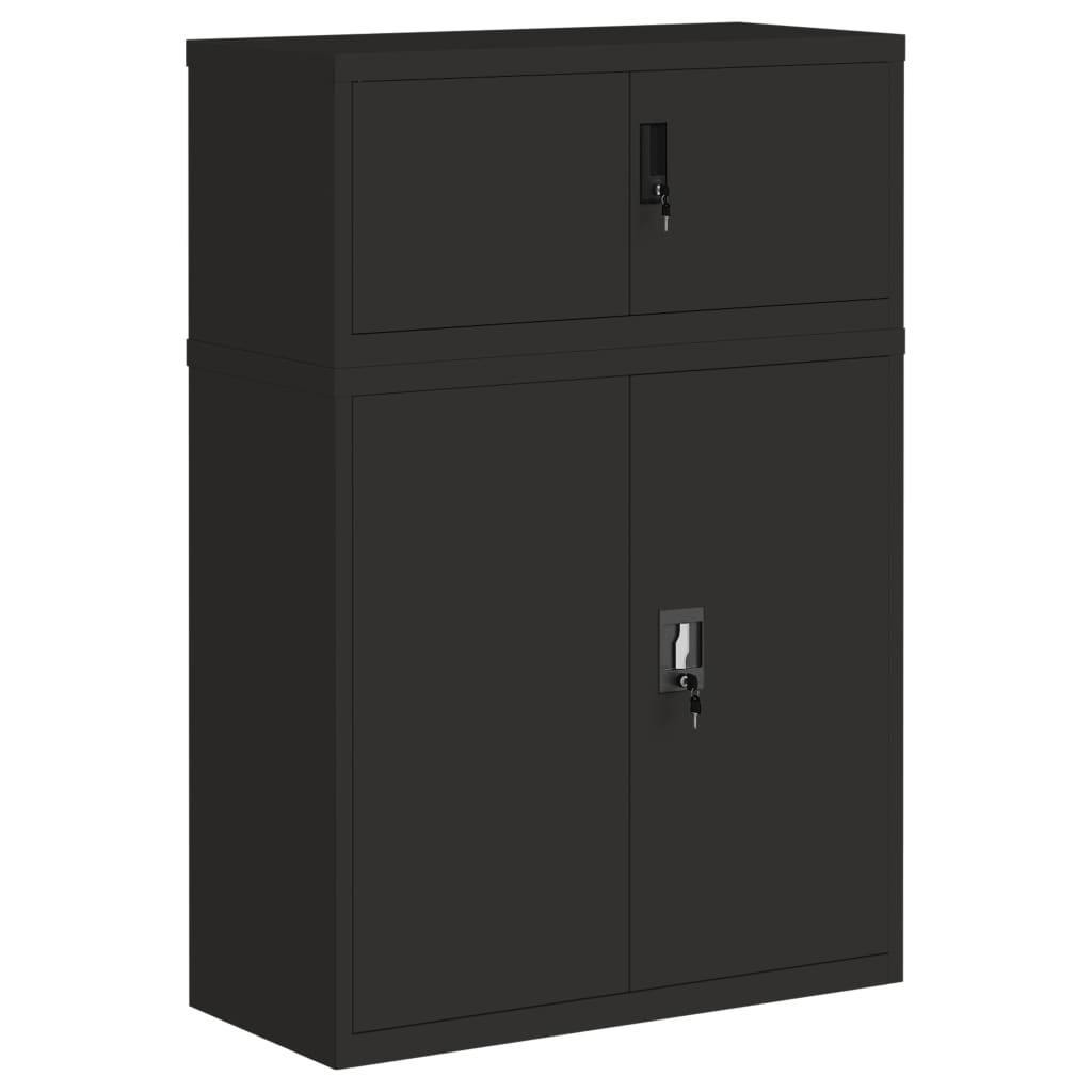 File Cabinet Steel Black 90 x 40 x 130 cm