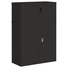 File Cabinet Steel Black 90 x 40 x 130 cm