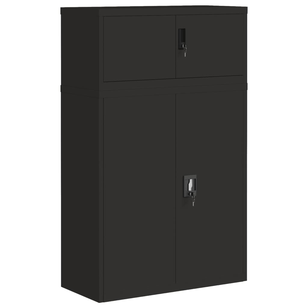 File Cabinet Steel Black 90 x 40 x 145 cm