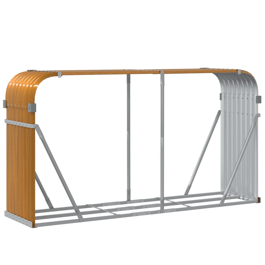 vidaXL Log Holder Wood Look 180x45x100 cm Galvanised Steel 6