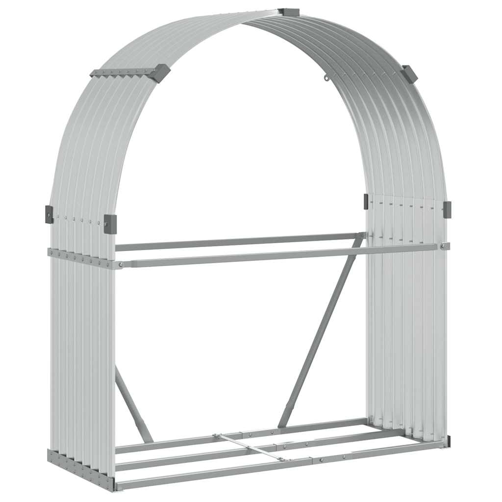 vidaXL Log Holder Silver 120x45x140 cm Galvanised Steel 2