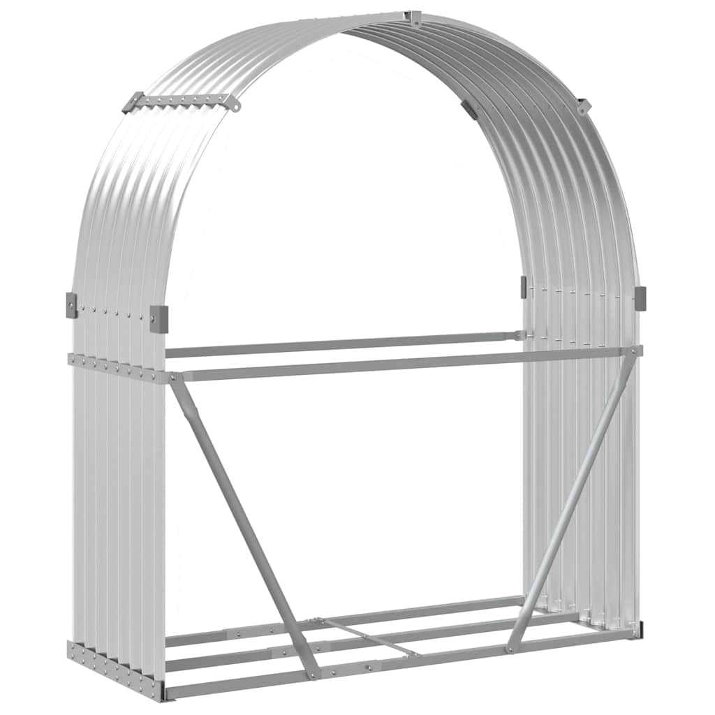 vidaXL Log Holder Silver 120x45x140 cm Galvanised Steel 6