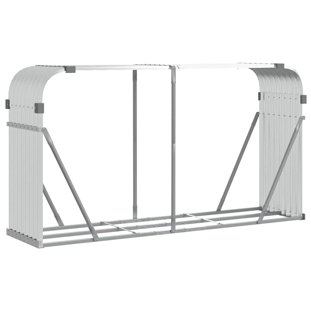 vidaXL Log Holder Silver 180x45x100 cm Galvanised Steel 2