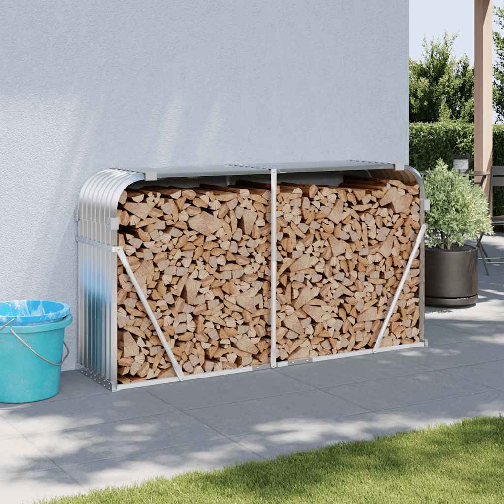 vidaXL Log Holder Silver 180x45x100 cm Galvanised Steel 1