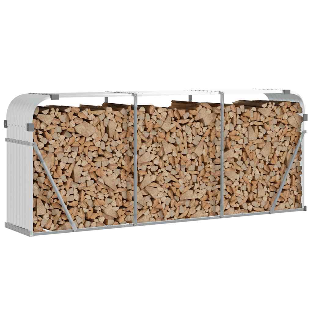 vidaXL Log Holder Silver 234x45x100 cm Galvanised Steel 3