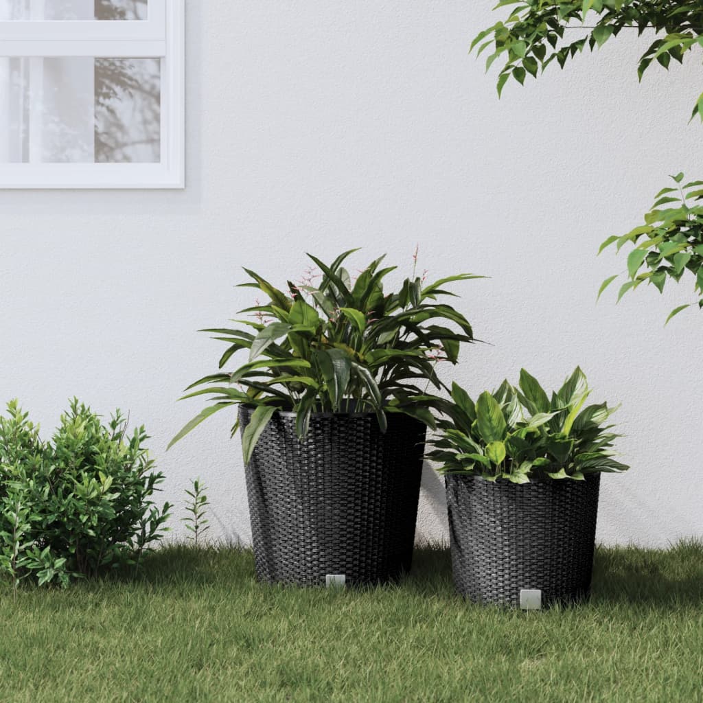 vidaXL Planter with Removable Inner Anthracite 35 / 37.5 L PP Rattan 1