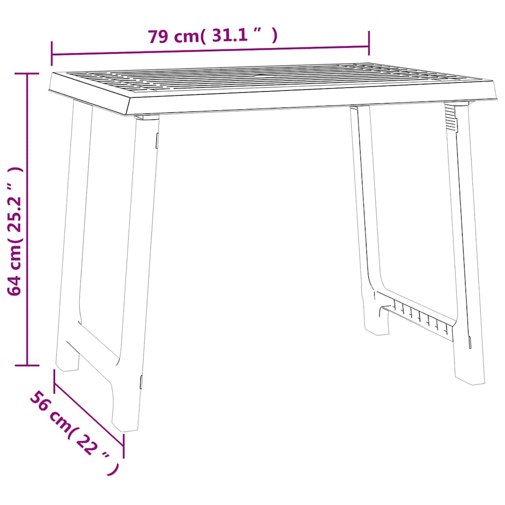 vidaXL Camping Table Anthracite 79x56x64 cm PP Wooden Look 6